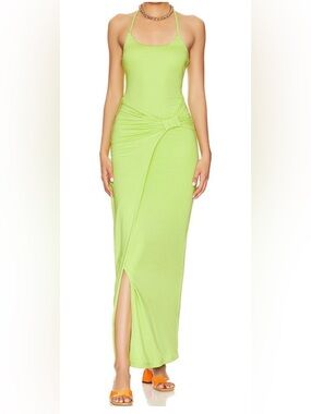 superdown Lime Twist-Front Maxi Skirt